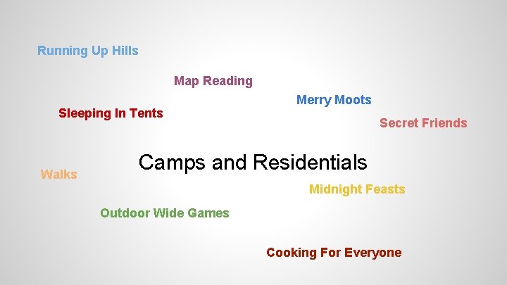 Running Up Hills Map Reading Sleeping In Tents Walks Merry Moots Secret Friends Camps