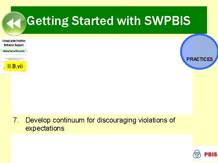 Getting Started with SWPBIS 1. 2. 3. II. B. vii 4. 5. 6. 7.