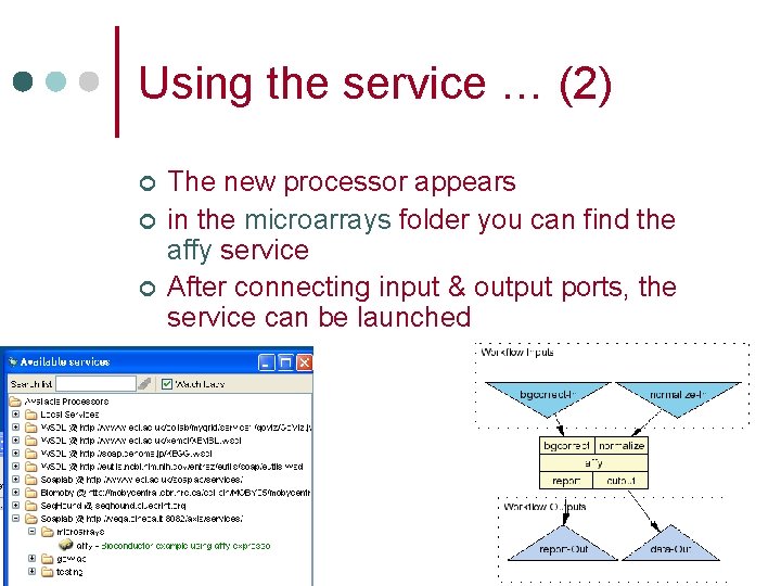 Using the service … (2) ¢ ¢ ¢ The new processor appears in the