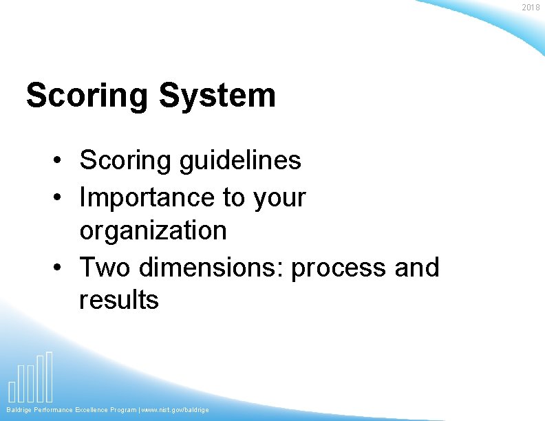 2018 Scoring System • Scoring guidelines • Importance to your organization • Two dimensions: