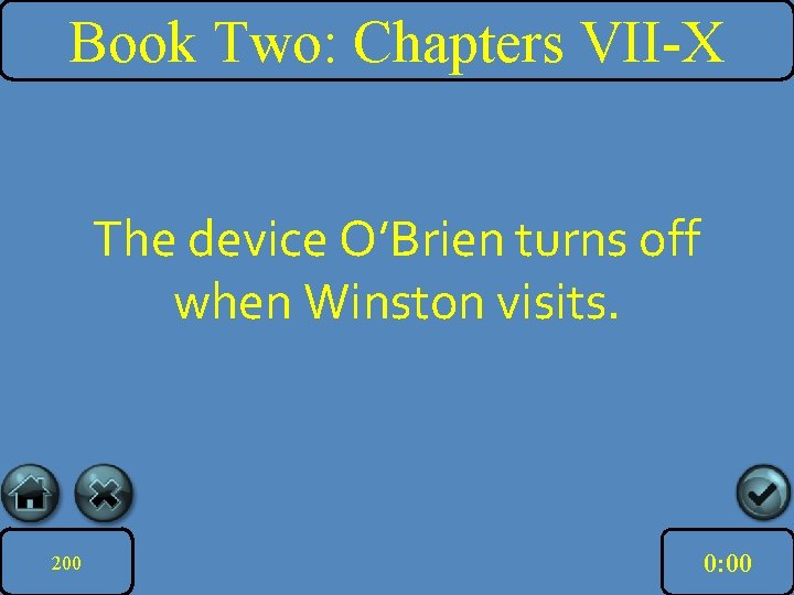Book Two: Chapters VII-X The device O’Brien turns off when Winston visits. 200 10: