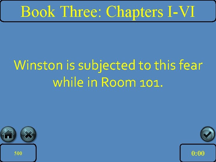 Book Three: Chapters I-VI Winston is subjected to this fear while in Room 101.