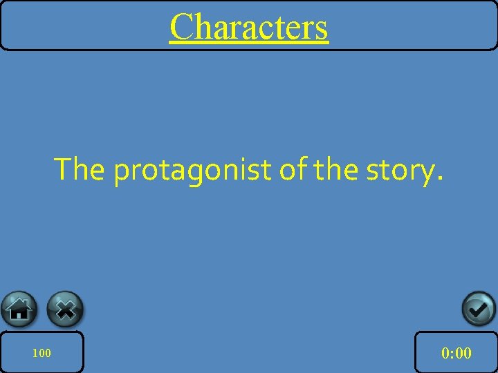 Characters The protagonist of the story. 100 10: 00 11: 00 12: 00 13: