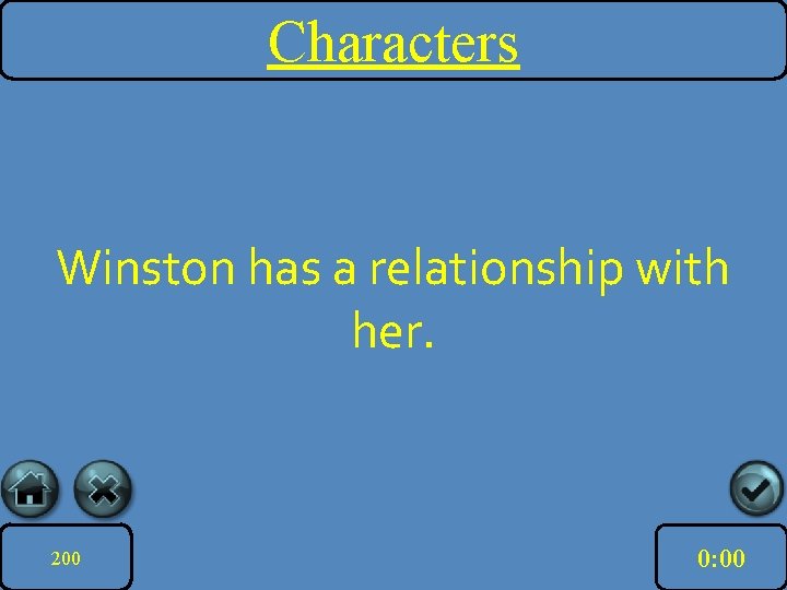 Characters Winston has a relationship with her. 200 10: 00 11: 00 12: 00