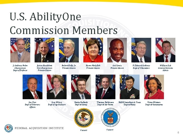 U. S. Ability. One Commission Members J. Anthony Poleo Chairperson Dept of Defense James