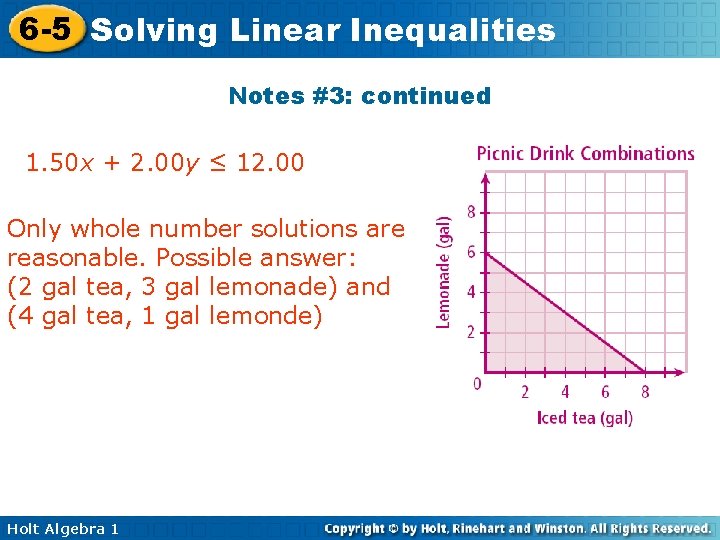 6 -5 Solving Linear Inequalities Notes #3: continued 1. 50 x + 2. 00