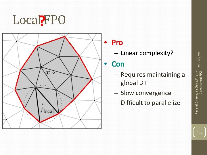 Local? FPO – Linear complexity? • Con – Requires maintaining a global DT –