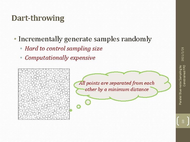 Dart-throwing • Hard to control sampling size • Computationally expensive All points are separated