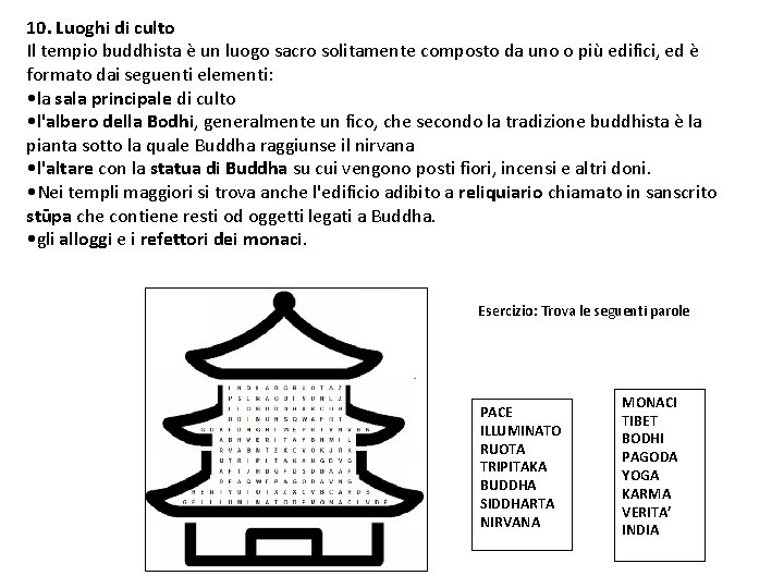 10. Luoghi di culto Il tempio buddhista è un luogo sacro solitamente composto da