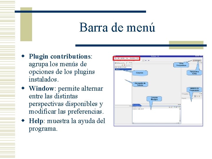 Barra de menú w Plugin contributions: agrupa los menús de opciones de los plugins