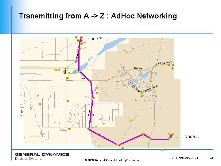 Transmitting from A -> Z : Ad. Hoc Networking Node Z Node A ©