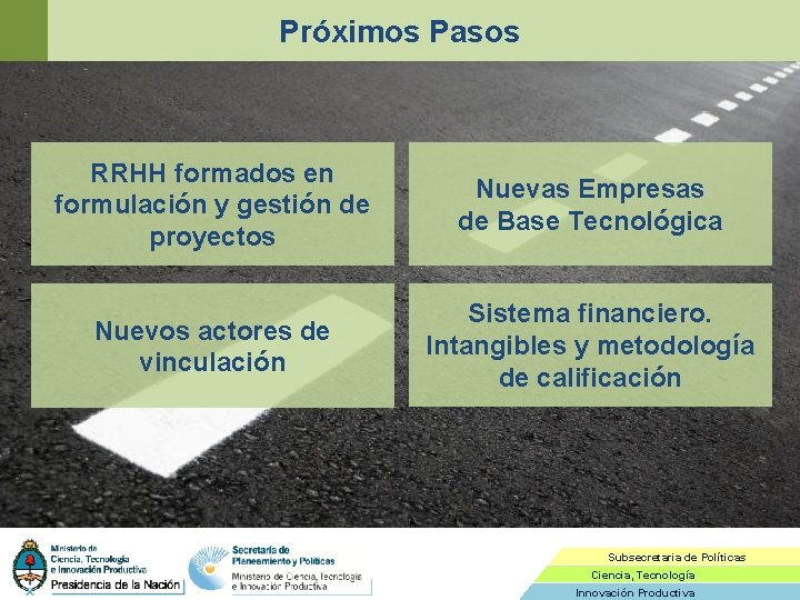 Próximos Pasos RRHH formados en formulación y gestión de proyectos Nuevas Empresas de Base