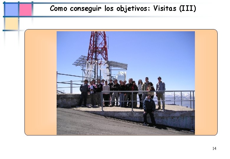 Como conseguir los objetivos: Visitas (III) 14 Como conseguir los objetivos: Visitas (III) 14