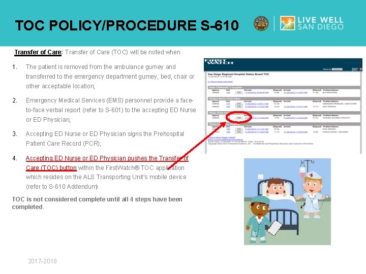 TOC POLICY/PROCEDURE S-610 Transfer of Care: Transfer 1. of Care (TOC) will be noted