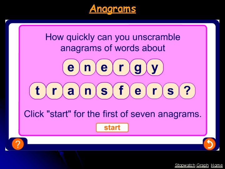 Anagrams Stopwatch Graph Home 