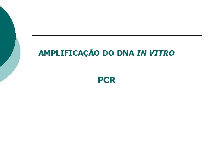 AMPLIFICAÇÃO DO DNA IN VITRO PCR 