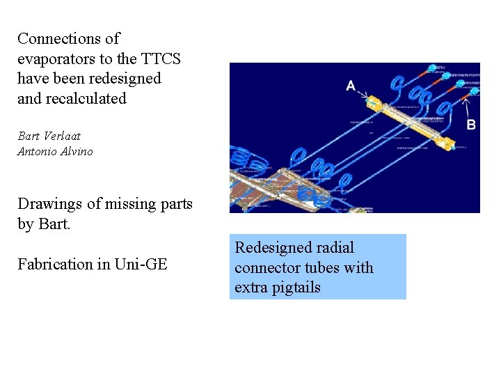 Connections of evaporators to the TTCS have been redesigned and recalculated Bart Verlaat Antonio