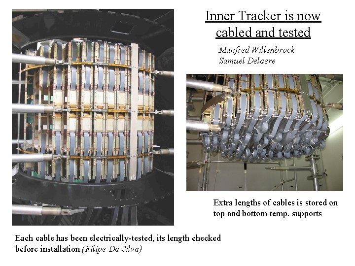 Inner Tracker is now cabled and tested Manfred Willenbrock Samuel Delaere Extra lengths of