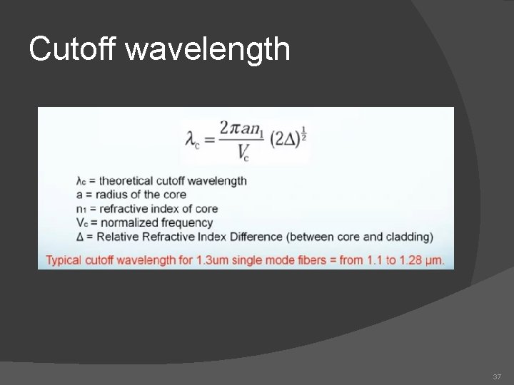 Cutoff wavelength 37 
