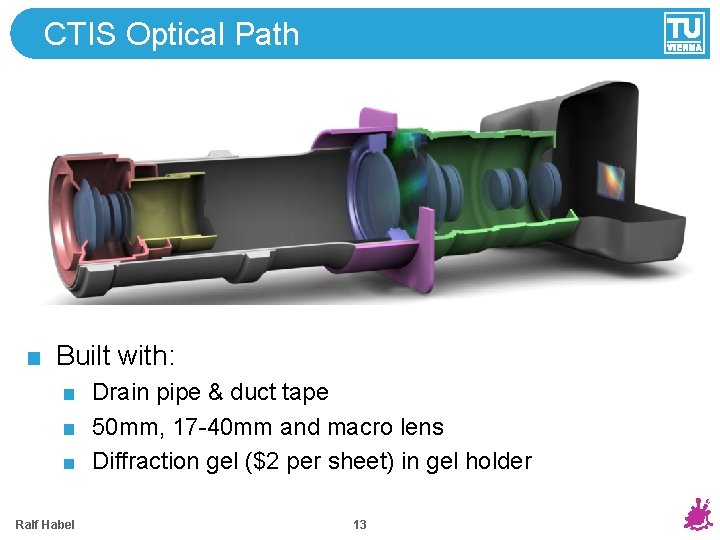 CTIS Optical Path Built with: Drain pipe & duct tape 50 mm, 17 -40 CTIS Optical Path Built with: Drain pipe & duct tape 50 mm, 17 -40