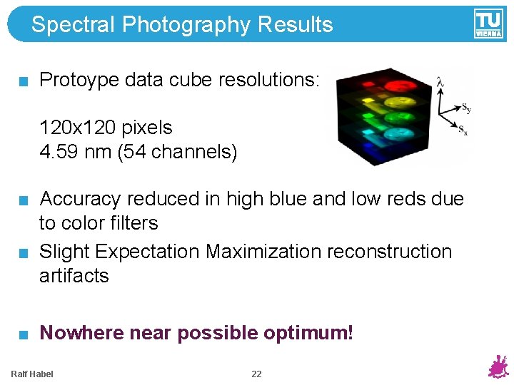 Spectral Photography Results Protoype data cube resolutions: 120 x 120 pixels 4. 59 nm Spectral Photography Results Protoype data cube resolutions: 120 x 120 pixels 4. 59 nm