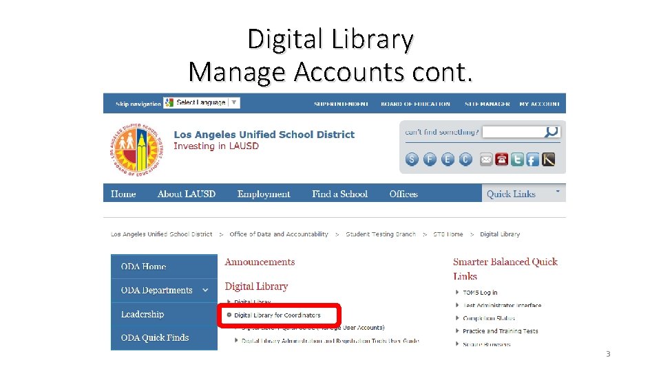 Digital Library Manage Accounts cont. 3 