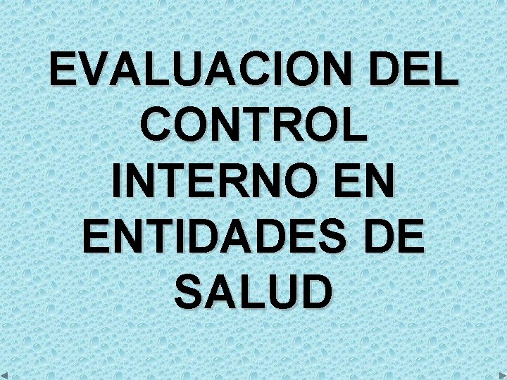 EVALUACION DEL CONTROL INTERNO EN ENTIDADES DE SALUD 