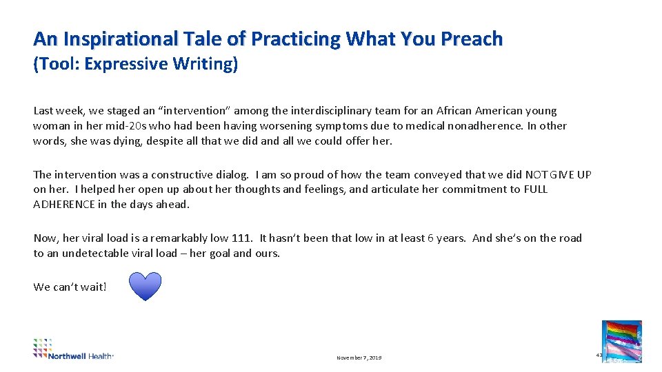 An Inspirational Tale of Practicing What You Preach (Tool: Expressive Writing) Last week, we