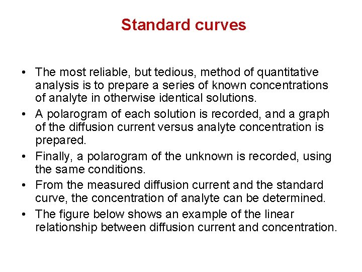 Standard curves • The most reliable, but tedious, method of quantitative analysis is to