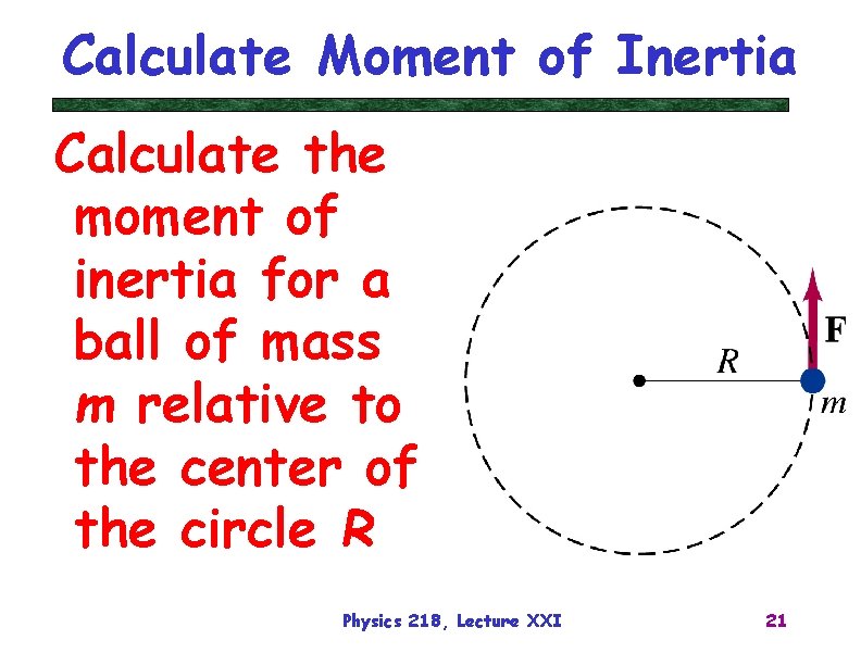 Calculate Moment of Inertia Calculate the moment of inertia for a ball of mass