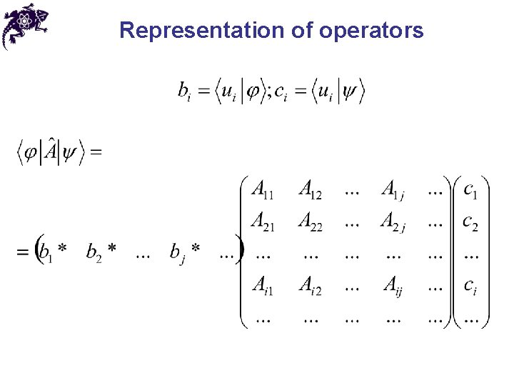 Representation of operators 