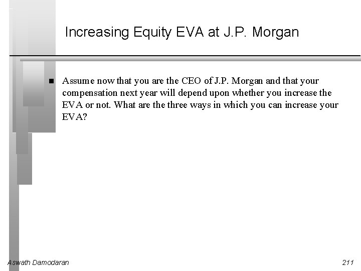 Increasing Equity EVA at J. P. Morgan Assume now that you are the CEO Increasing Equity EVA at J. P. Morgan Assume now that you are the CEO