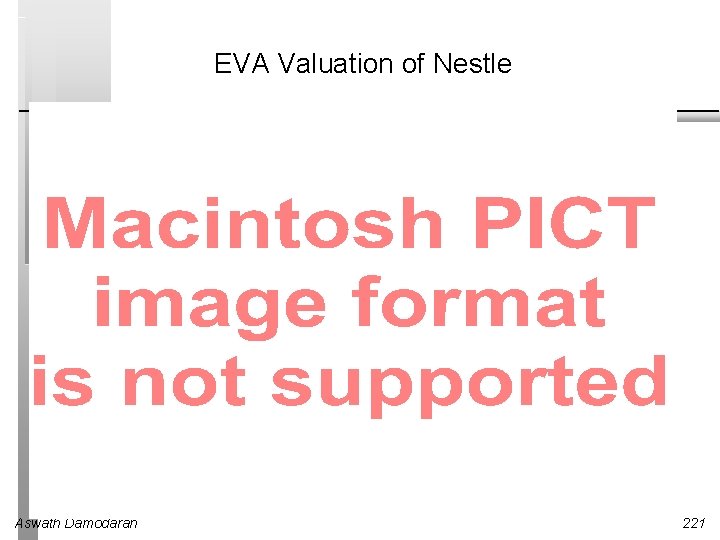 EVA Valuation of Nestle Aswath Damodaran 221 EVA Valuation of Nestle Aswath Damodaran 221