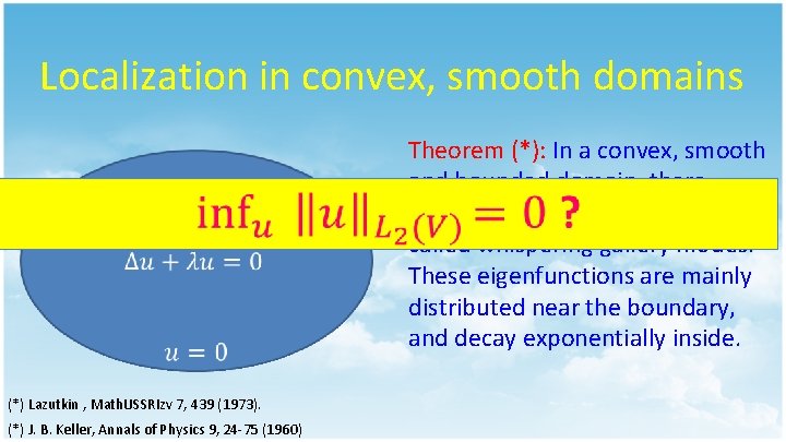 Localization in convex, smooth domains (*) Lazutkin , Math. USSRIzv 7, 439 (1973). (*)