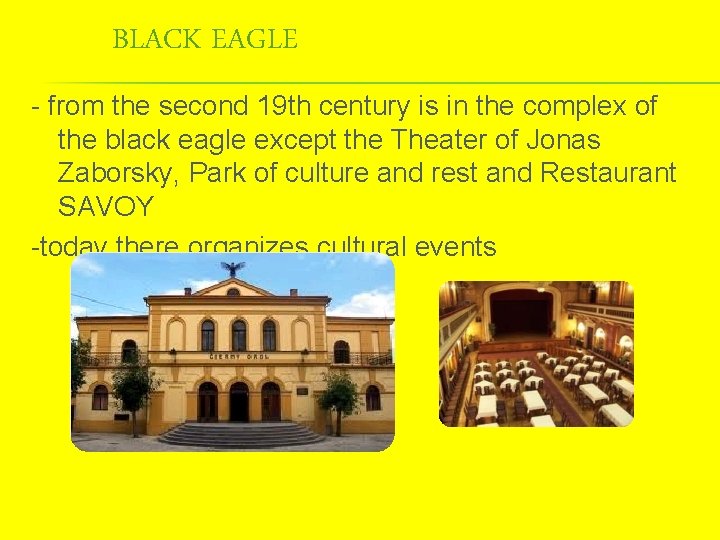 BLACK EAGLE - from the second 19 th century is in the complex of