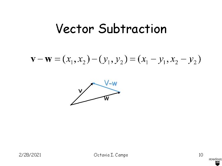 Vector Subtraction v 2/28/2021 V-w w Octavia I. Camps 10 