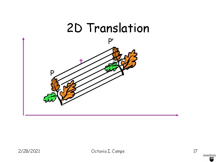 2 D Translation P’ t P 2/28/2021 Octavia I. Camps 17 