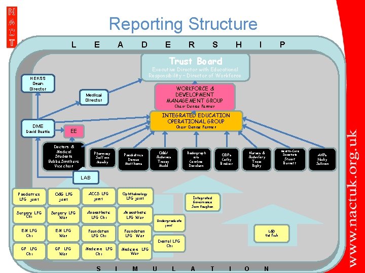 Reporting Structure L E A D E R S H I P Trust Board