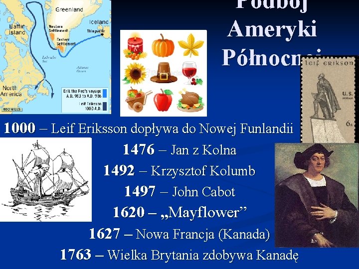 Podbój Ameryki Północnej 1000 – Leif Eriksson dopływa do Nowej Funlandii 1476 – Jan