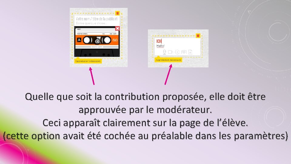 Quelle que soit la contribution proposée, elle doit être approuvée par le modérateur. Ceci