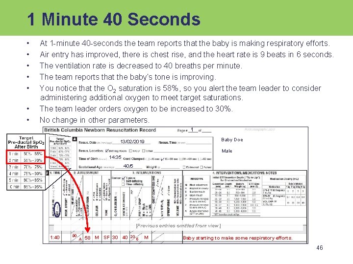 1 Minute 40 Seconds • • At 1 -minute 40 -seconds the team reports