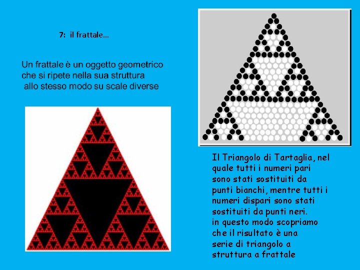 7: il frattale… Il Triangolo di Tartaglia, nel quale tutti i numeri pari sono
