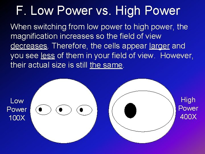 Ex. F. Low Power vs. High Power When switching from low power to high Ex. F. Low Power vs. High Power When switching from low power to high