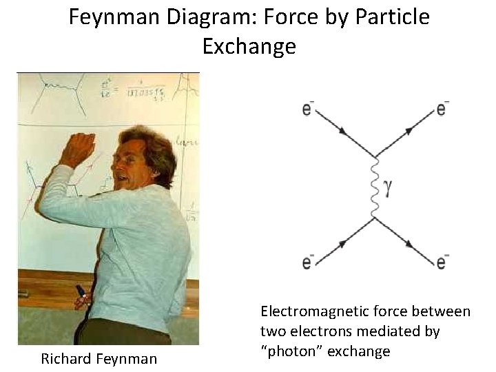 Feynman Diagram: Force by Particle Exchange Richard Feynman Electromagnetic force between two electrons mediated