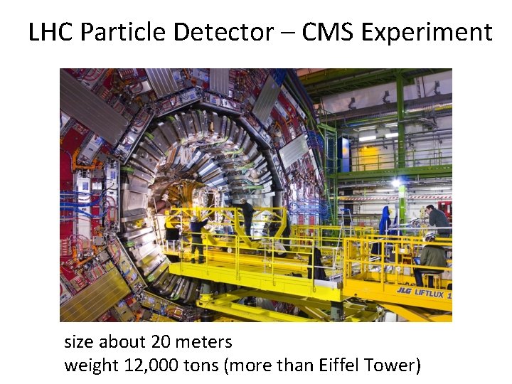LHC Particle Detector – CMS Experiment size about 20 meters weight 12, 000 tons