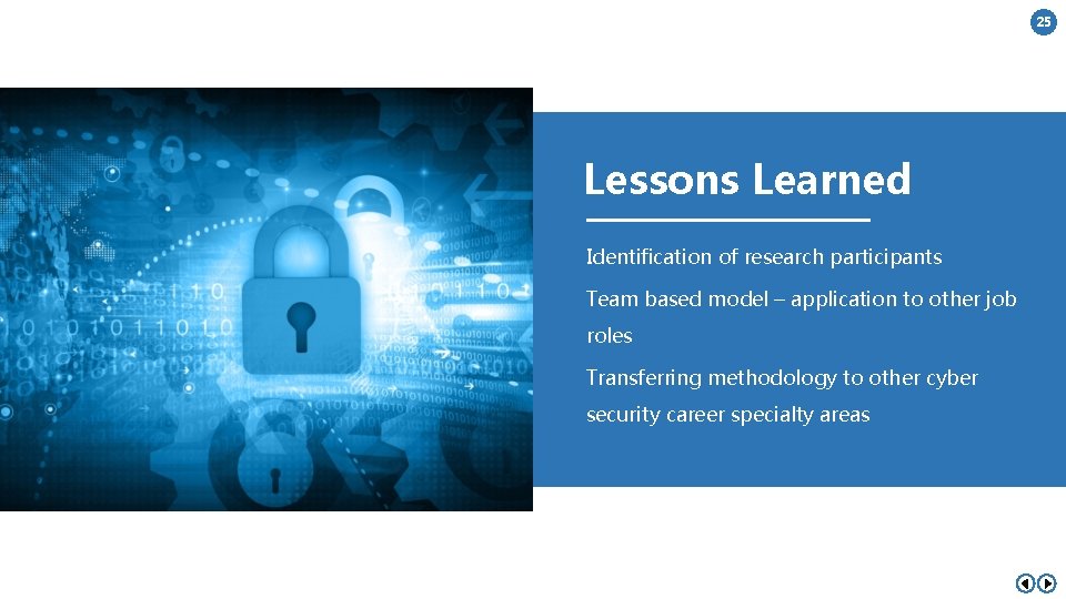 25 Lessons Learned Identification of research participants Team based model – application to other