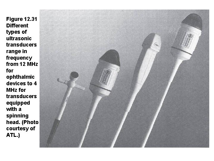 Figure 12. 31  Different types of ultrasonic transducers range in frequency from 12 MHz