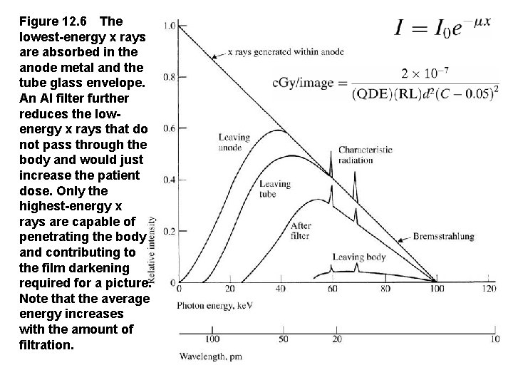 Figure 12. 6 The lowest-energy x rays are absorbed in the anode metal and the
