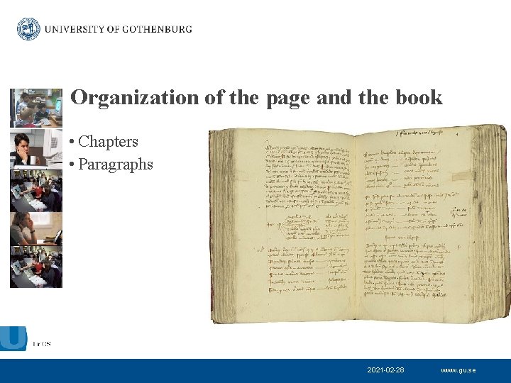 Organization of the page and the book • Chapters • Paragraphs 2021 -02 -28