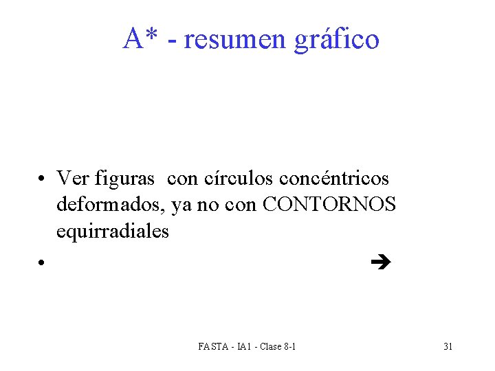 A* - resumen gráfico • Ver figuras con círculos concéntricos deformados, ya no con